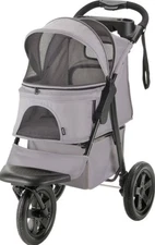 Richell Easy Collapsible Jogging Dog & Cat Stroller, Gray, Open Box
