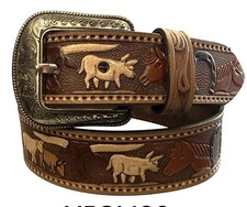 Western Belt Handmade Men's Full Leather With Buckle Cowboy Rodeo Horse cattle