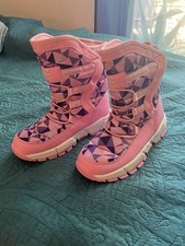 HOBIBEAR Bottes de neige enfant 37 rose motif géométrique AW3707E