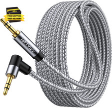 90-Degree Right Angle Aux Cord 4Ft, 3.5Mm Audio Cable Nylon Braided, Hi-Fi Stere