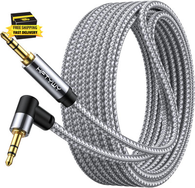 90-Degree Right Angle Aux Cord 4Ft, 3.5Mm Audio Cable Nylon Braided, Hi-Fi Stere