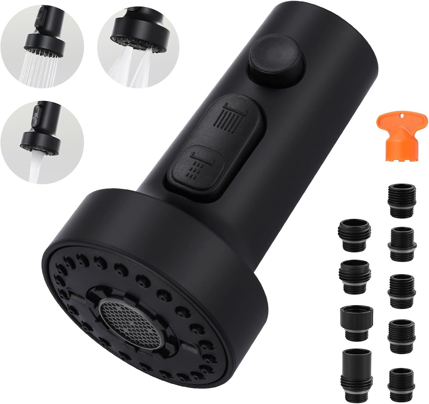 Pull down Faucet Head Replacement: 3-Function Kitchen Faucet Sprayer Head Replac