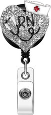Nurse Badge Reel - 24'' Retractable ID Holder with Swivel Alligator Clip, Bling