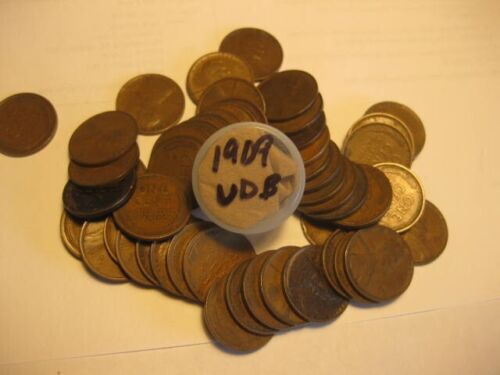 1 roll (50 coins) 1909 VDB  Lincoln cents/ Avg. Cir's - Picture 1 of 4