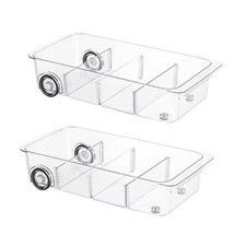 Fridge Organizer Bins With Wheels, 2 Pack Roll Out Refrigerator Organizers An...