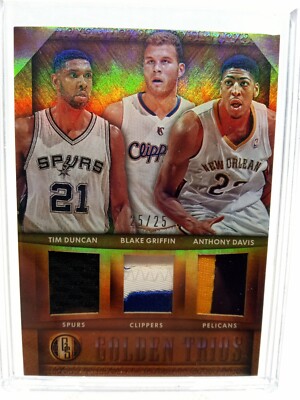 2014-15 Gold Standard Golden Trios- Tim Duncan, Anthony Davis, B. Griffin /25