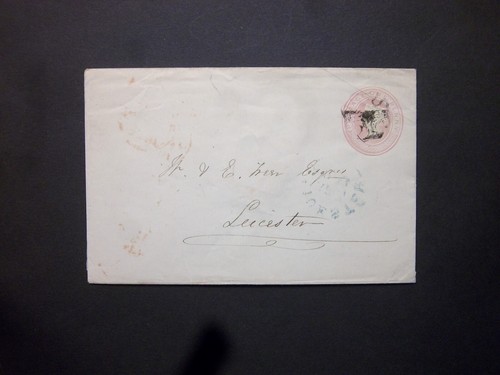 GB Essex Briefpapier 1843 QV 1d rosa Umschlag Malteserkreuz DUNMOW nach Leicester