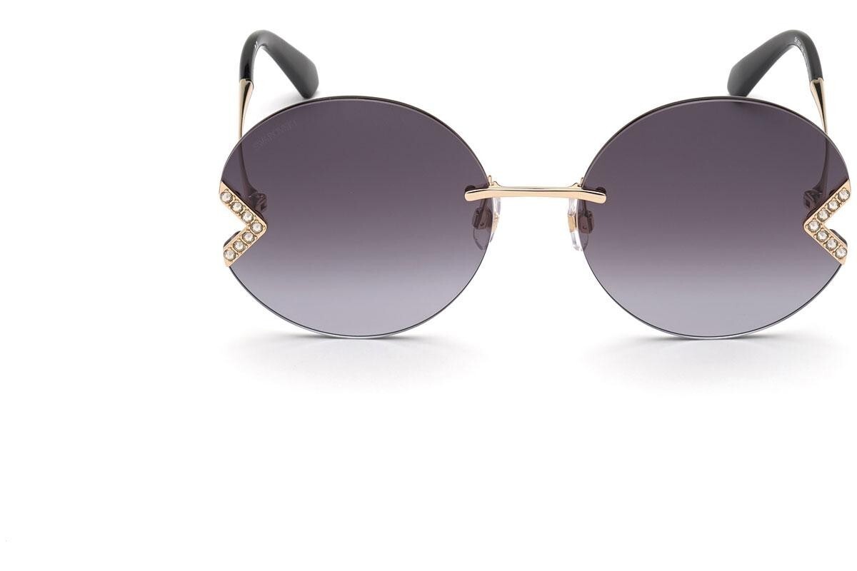 Круглые металлические солнцезащитные очки Swarovski SK307 32B золотисто-черного цвета в оправе без оправы 60-18-140 27890₽