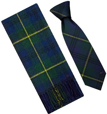 Herren Schal & Krawatte Geschenkset Johnstone modernes Schottenkaro-Design weiche Lammwolle