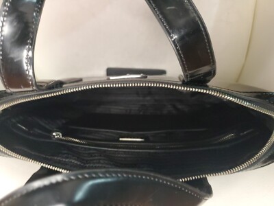 Vintage Preowned Iconic Prada Briefcase In Shiny Leather/Patent