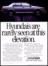 1988 Hyundai Excel Elevation Vintage Advertisement Print Art Car Ad J355
