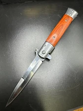 9"  Wood Spring Assisted quick Open Blade Folding Pocket Knife with Clip