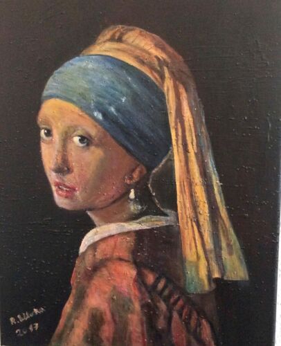 Paintings, Acrylic/Oil "GIRLS WITH THE PEARL EARRING" 40 x 50cm on Canvas  - Picture 1 of 6