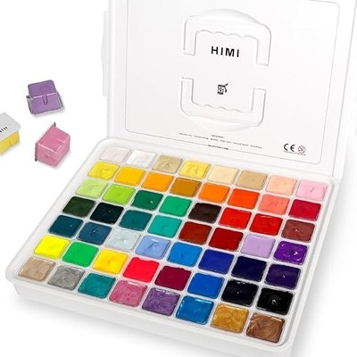 56 Colors x 30ml/1oz, HIMI Gouache Paint, Non-Toxic, Guache Paint For Canvas .