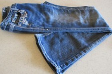PLATINUM PLUSH LADIES ANGEL WING RHINESTONE DENIM BOOT CUT JEANS STYLE 4007