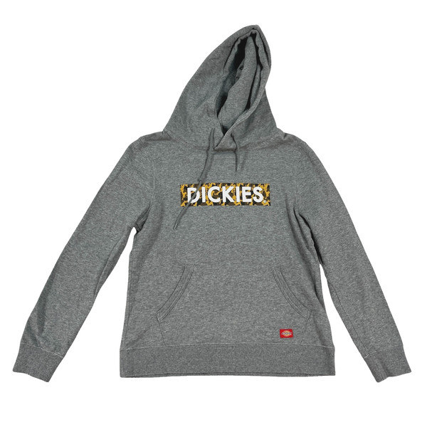 Dickies Women's Size S Grey Hoodie Camo Logo Spell Out Pullover Skate Streetwear