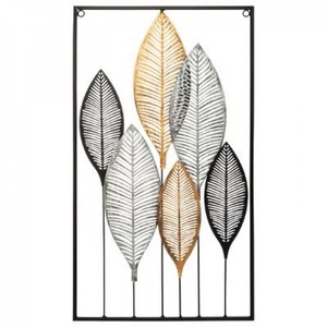 Wandbild metall 3D Design Wanddeko Blätter Wanddekoration ...