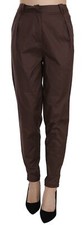 JUST CAVALLI Pants Brown High Waist Tapered Formal Trousers IT40/US6/S RRP 300