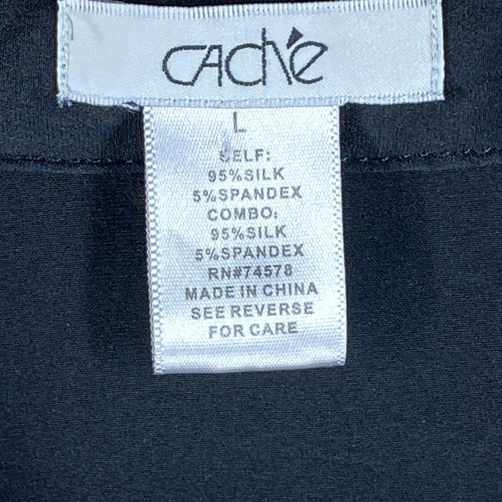 Cache Shirt Women Large Blue Black Silk Stretch R… - image 6