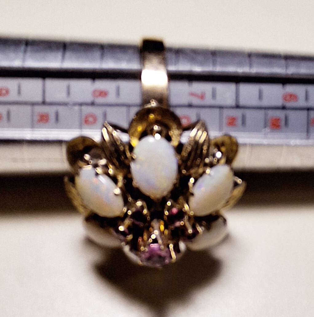 Victorian 14K Gold Ruby & Opal Ring - image 3