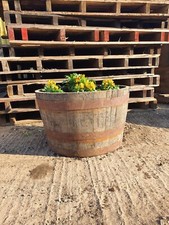 Half Barrel - Oak Whisky Reclaimed Wooden Tubs Planters - Various Sizes FREE P&P
