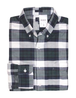 J Crew Factory Mens XL Slim Fit NWT Black Watch Plaid Oxford Cotton  Shirt