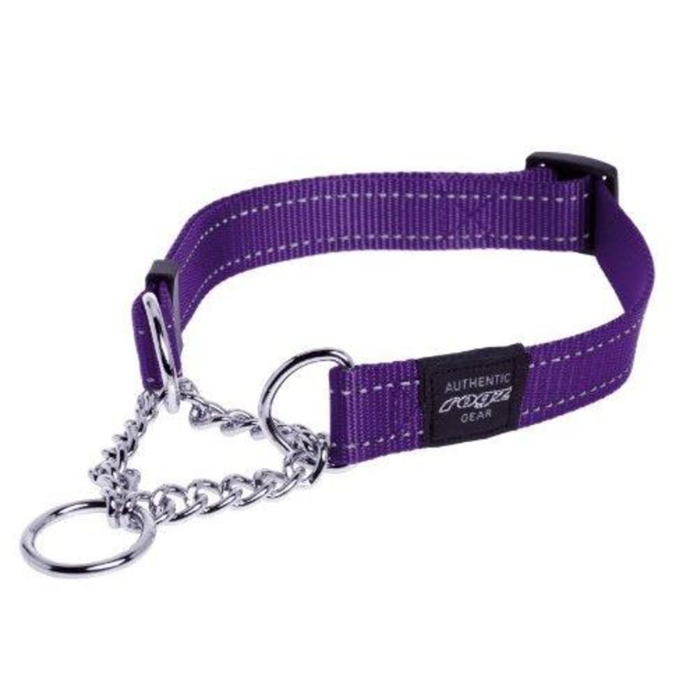 Rogz Dog Collar Obedience Half Check Utility Snake Medium 13"-16" Purple
