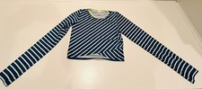 Cat Jack Long Sleeve Rash Guard Striped Swim Shirt Girls XL 14/16 Cropped