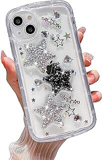 EYZUTAK Case for iPhone 13| Bling Glitter 3D Stars Cute Heart Design Phone Case