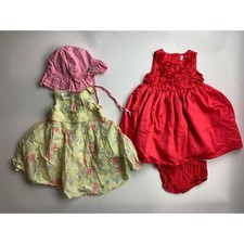 4 Lot Baby Girl's 12M 1 Bonnet, 2 Dresses, 1 bloomer