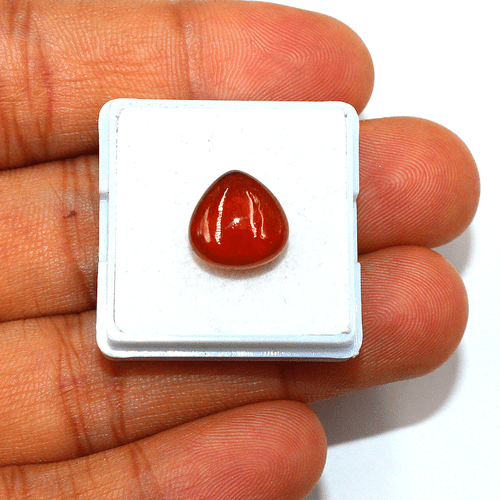 Certified 7.5 Cts Natural Spessartine Garnet 11mmx10.9mm Pear Cabochon Gemstone - Picture 5 of 12