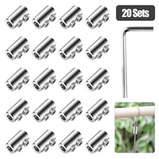 20pcs Double Wire Rope Clips Set Cable Clamps for 1-2.5mm Cable, Silver