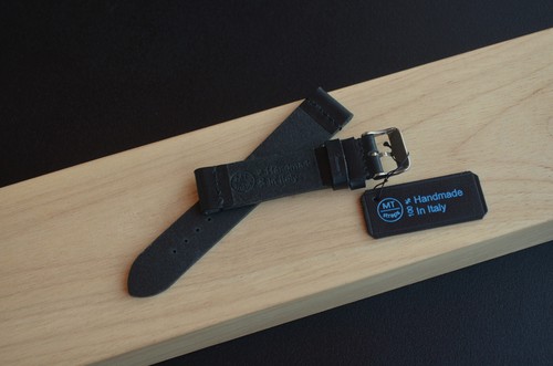 20 mm Cinturino artigianale cuoio nero MTstraps Handmade In Italy Leather Strap - Picture 11 of 14