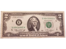 MS Beautiful ! 1976 2 Dollar low SN 2 Zero's in front on Serial Number 250th AN