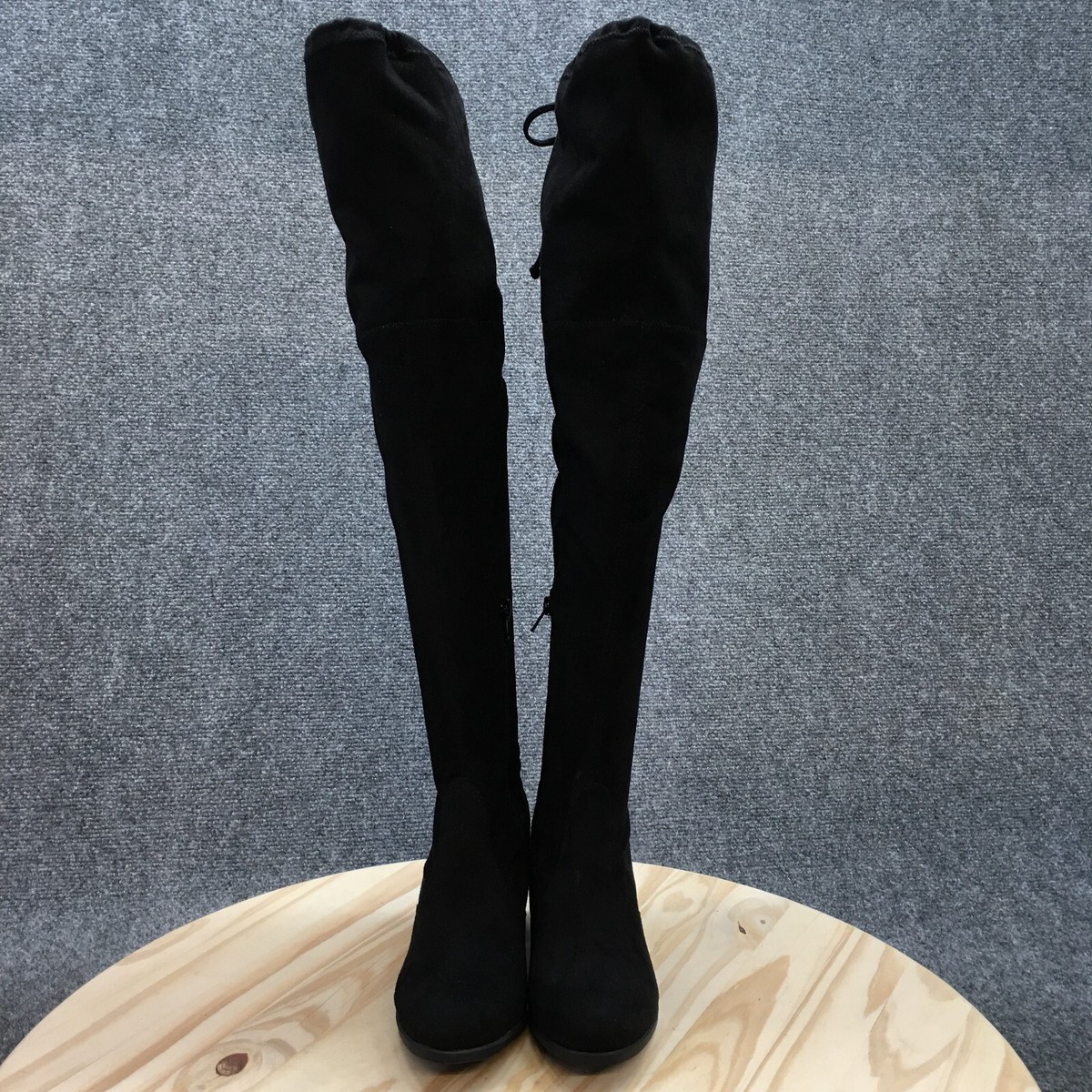 Unisa Boots Womens Tall Zip Over The Knee Riding Black Fabric