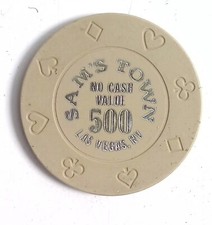 Vintage Sam's Town casino chip Las Vegas NV no cash value 500 Unauthenticated