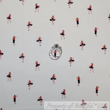 BonEful Fabric FQ Cotton Quilt VTG White Red Blue USA Nautical Dance Girl Stripe