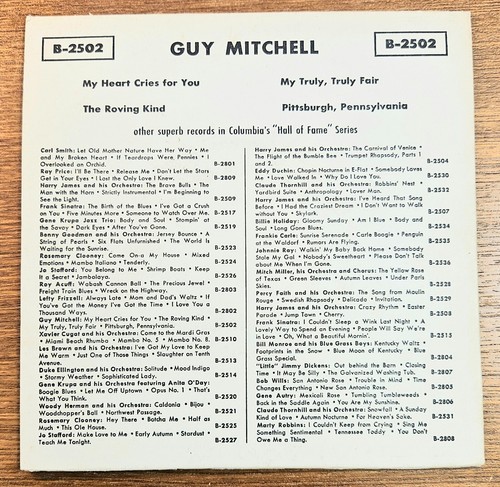 GUY MITCHELL "My Heart Cries For You" USA RE 7" 45 EP Country COLUMBIA B-2502 - Imagen 2 de 2