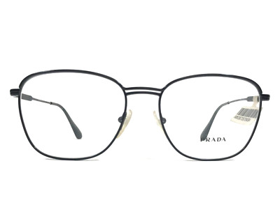 Prada Eyeglasses Frames VPR57V 1AB-1O1 Polished Black Square Wire Rim 54-17-140