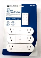 Utilitech Indoor 3-Piece Wireless Outlets with Remote Control - Brand New