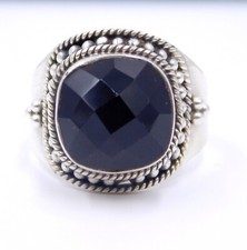 7.30 Gm 925 Sterling Silver Natural Black Onyx Cut Gemstone Ring Size 9.5" US