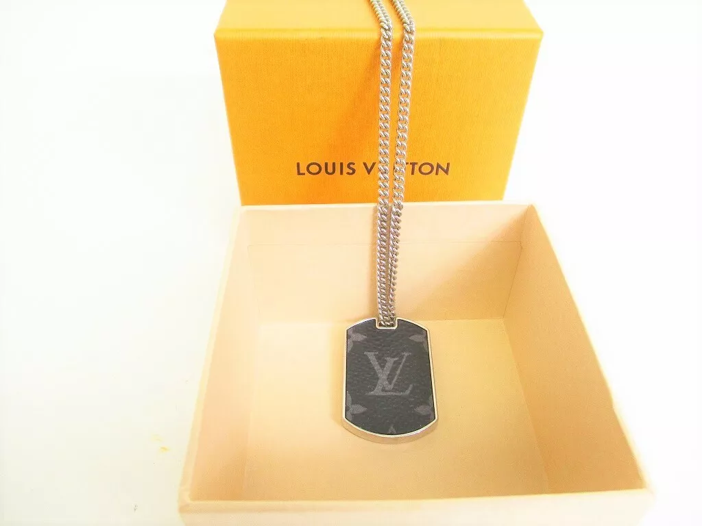 REAL LV MONOGRAM ECLIPSE PLATE NECKLACE