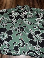 Boys HILO HATTIE Shirt HAWAIIAN Aloha Green Black Hibiscus Floral XS 4/5 Coconut