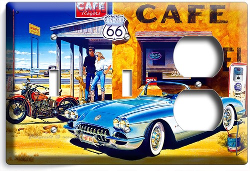 RETRO COCHE DEPORTIVO ROUTE 66 CAFE LIGHT SWITCH OUTLET PLACAS DE PARED DECORACIÓN DE LA SALA DE GARAJE - Imagen 33 de 34