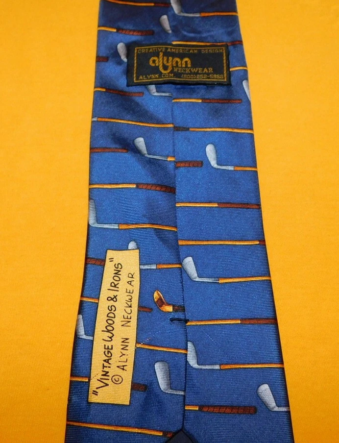 ALYNN ROPA DE CUELLO AZUL/AMARILLO/MARRÓN VINTAGE MADERAS Y HIERROS MOTIVO CORBATA - CORBATAS DE DISEÑADOR Foto 3 de 3
