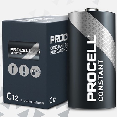 12pc Duracell PROCELL Constant Power PC1400 1.5V C Everyday Alkaline Batteries