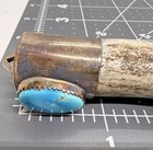 Wicked Old Pawn Sterling Turquoise Native American Deer Antler Tip Pendant — photo 10