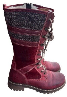Bos & Co Suede Leather Knit Accent Sherpa Line Distressed Look Boot 36 US(5.5-6)