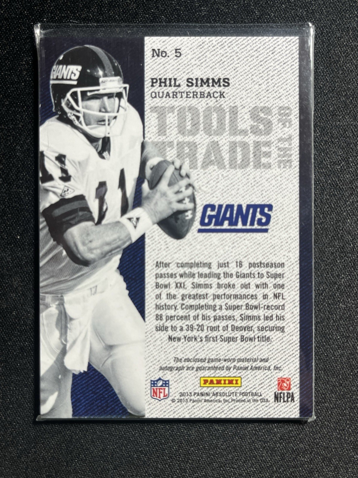 2013 Panini Absolute Football Phil Simms Game Used Helmet Auto/25 view 2