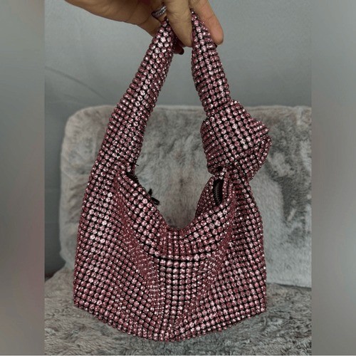 Olga Berg Polly Crystal Clutch Shoulder Bag, Pink, NWT